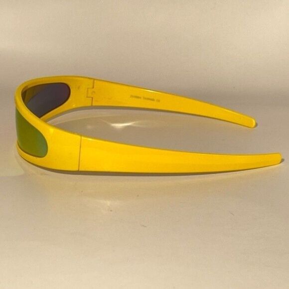 0972 Wrap Sunglasses with a Yellow Frame and Orange Mirrored Lenses New - Picture 3 of 8
